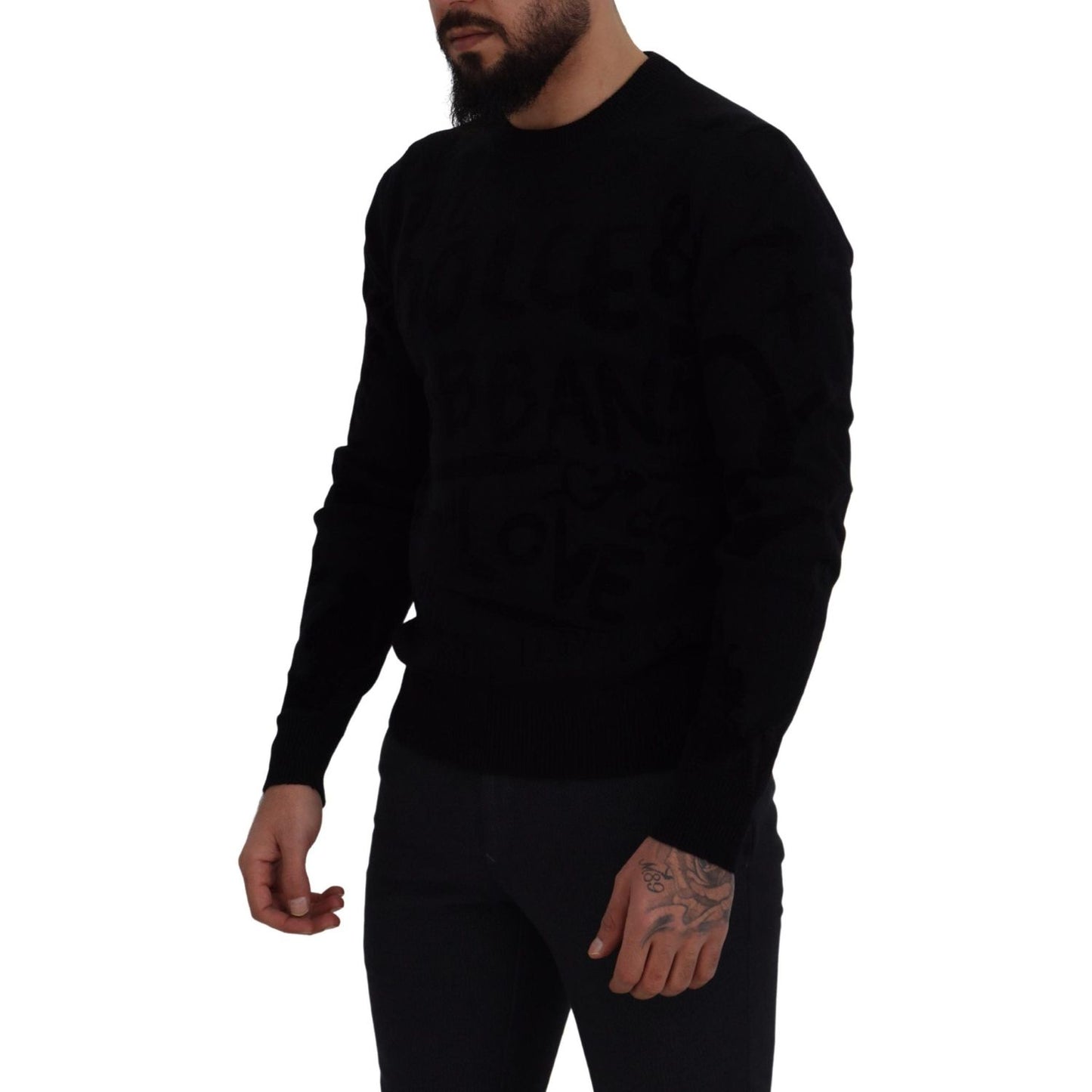 Dolce & Gabbana Elegant Black Logo Wool Sweater Dolce & Gabbana