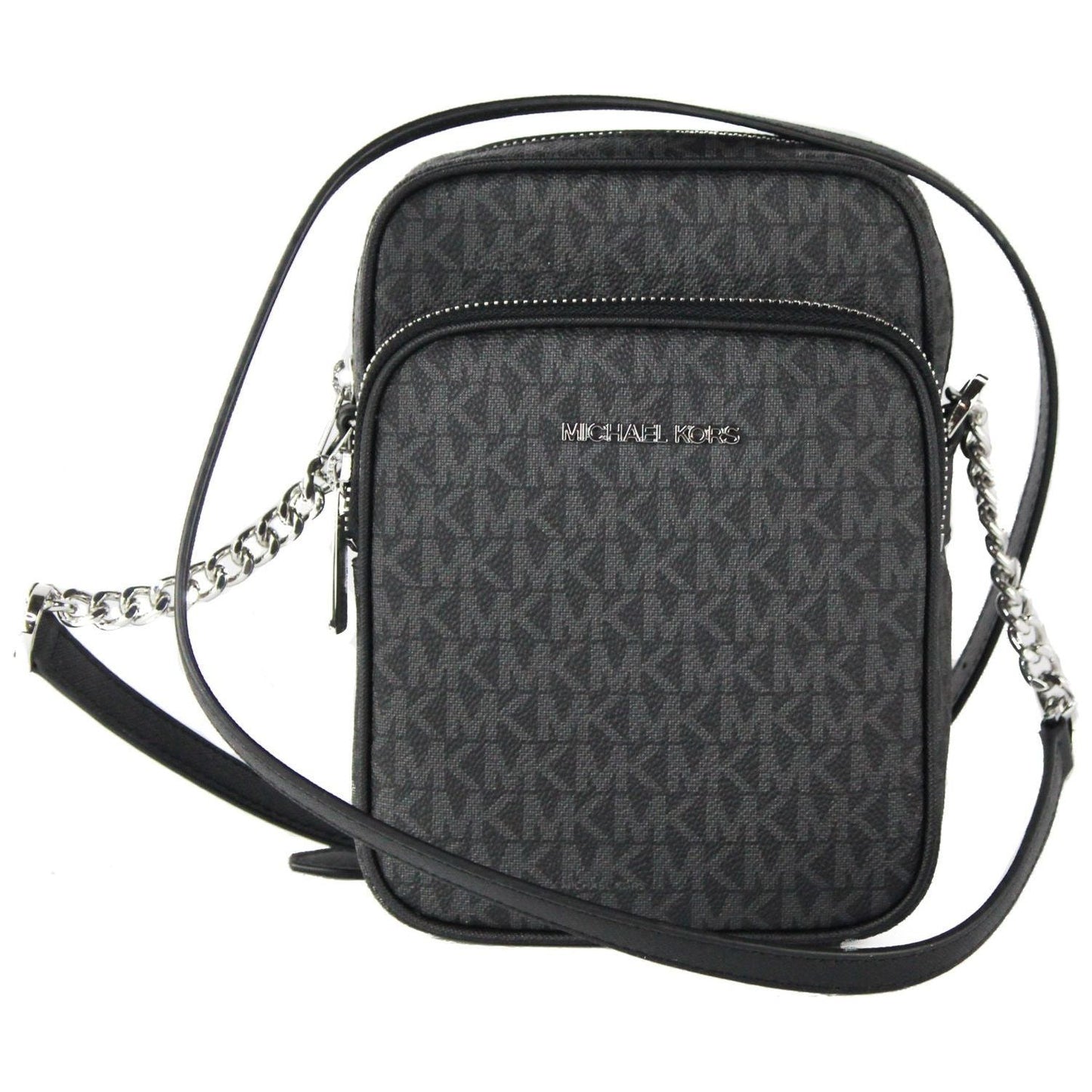 Michael Kors Medium Signature Leather North South Chain Crossbody Handbag Black Michael Kors