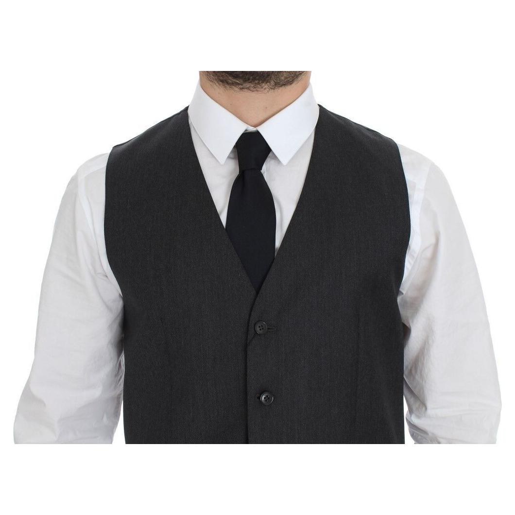 Dolce & Gabbana Gray Wool Formal Dress Vest Gilet Weste