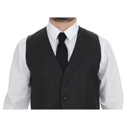 Dolce & Gabbana Gray Wool Formal Dress Vest Gilet Weste