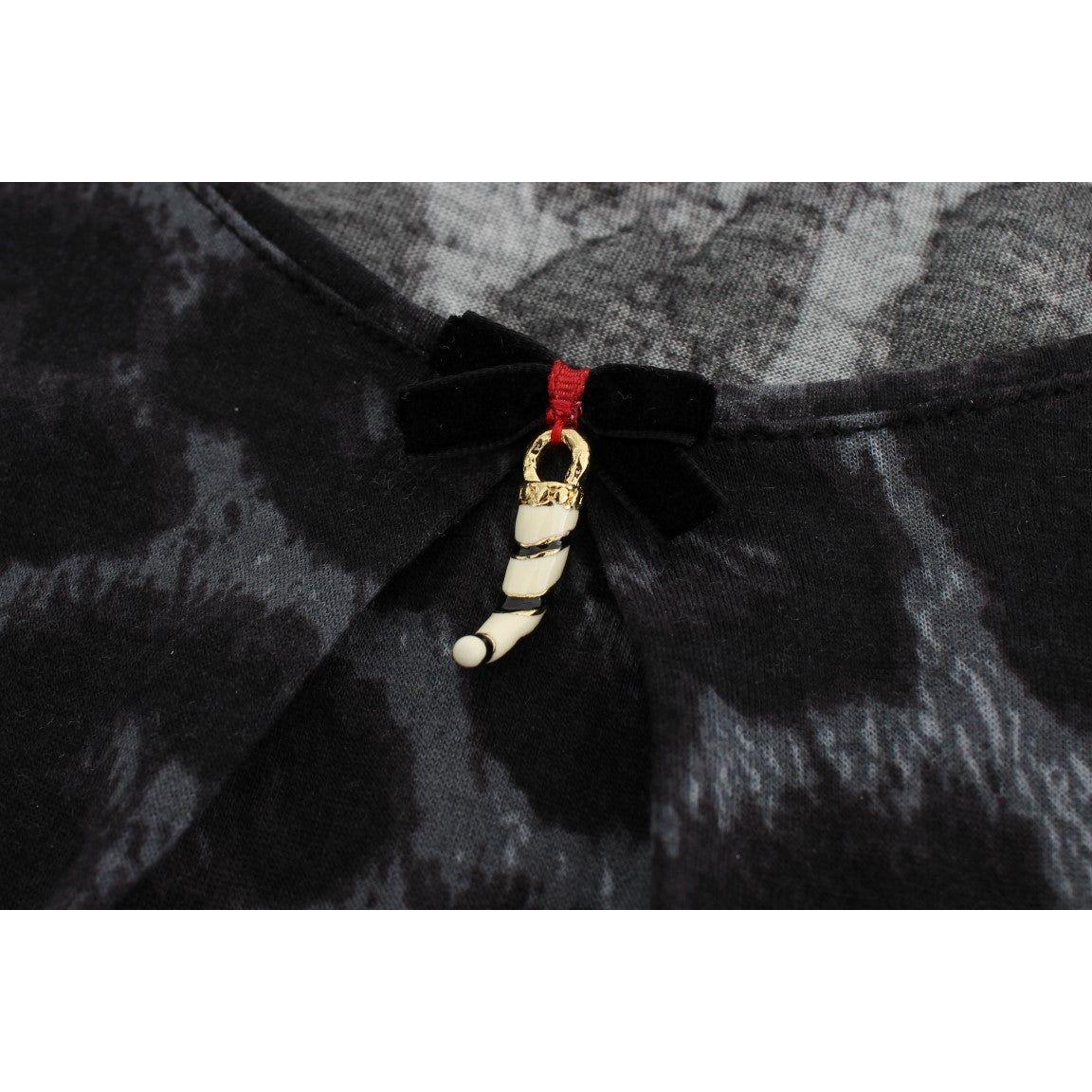 Cavalli Gray Leopard Modal T-Shirt Blouse Top