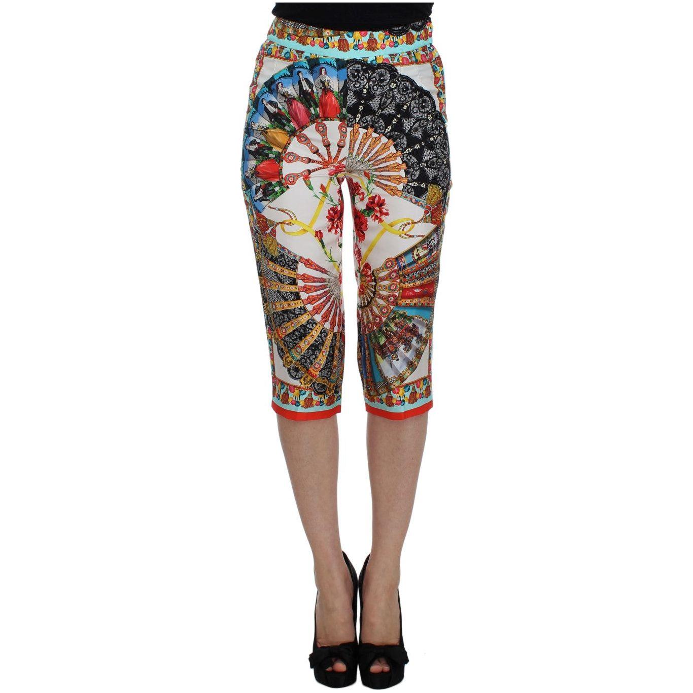 Dolce & Gabbana Multicolor Majolica Silk Capri Pants Dolce & Gabbana