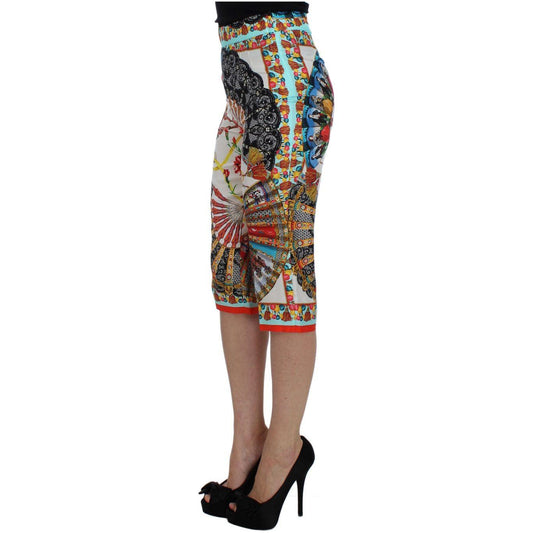 Dolce & Gabbana Multicolor Majolica Silk Capri Pants Dolce & Gabbana