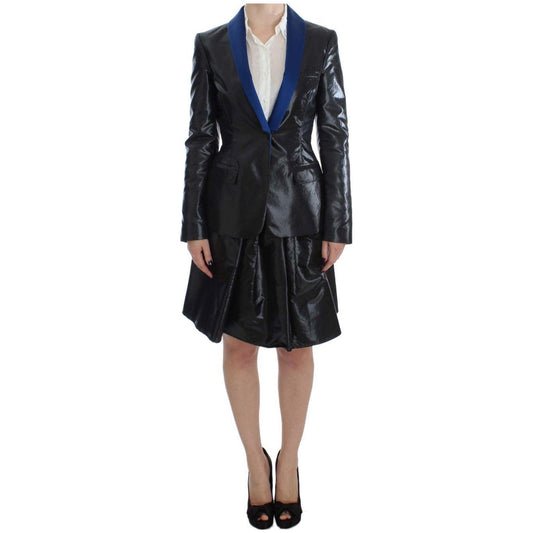 Exte Black Blue Two Piece Suit Skirt & Blazer Skirt Suit