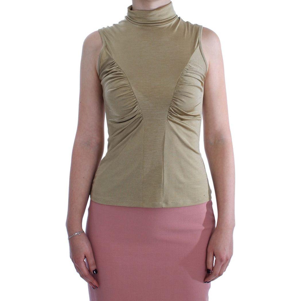 Exte Glamorous Gold Turtleneck Vest Top Exte