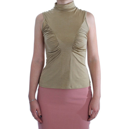 Exte Glamorous Gold Turtleneck Vest Top Exte