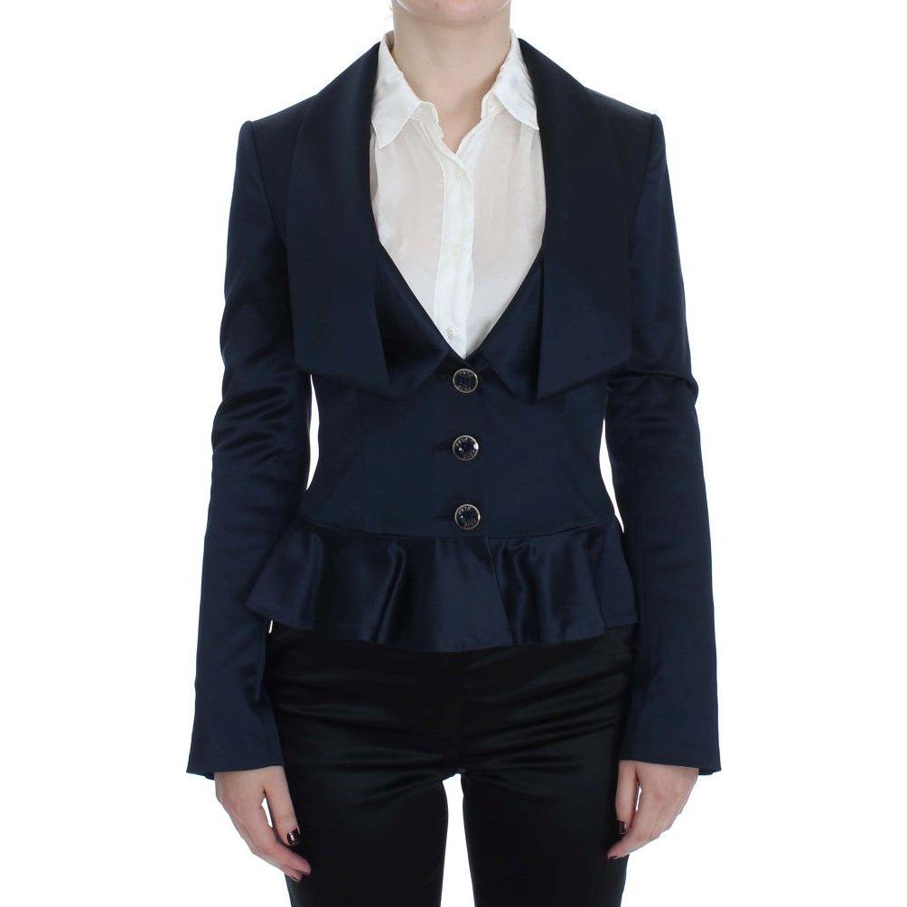 Exte Blue Three Button Single Breasted Blazer Jacket Exte