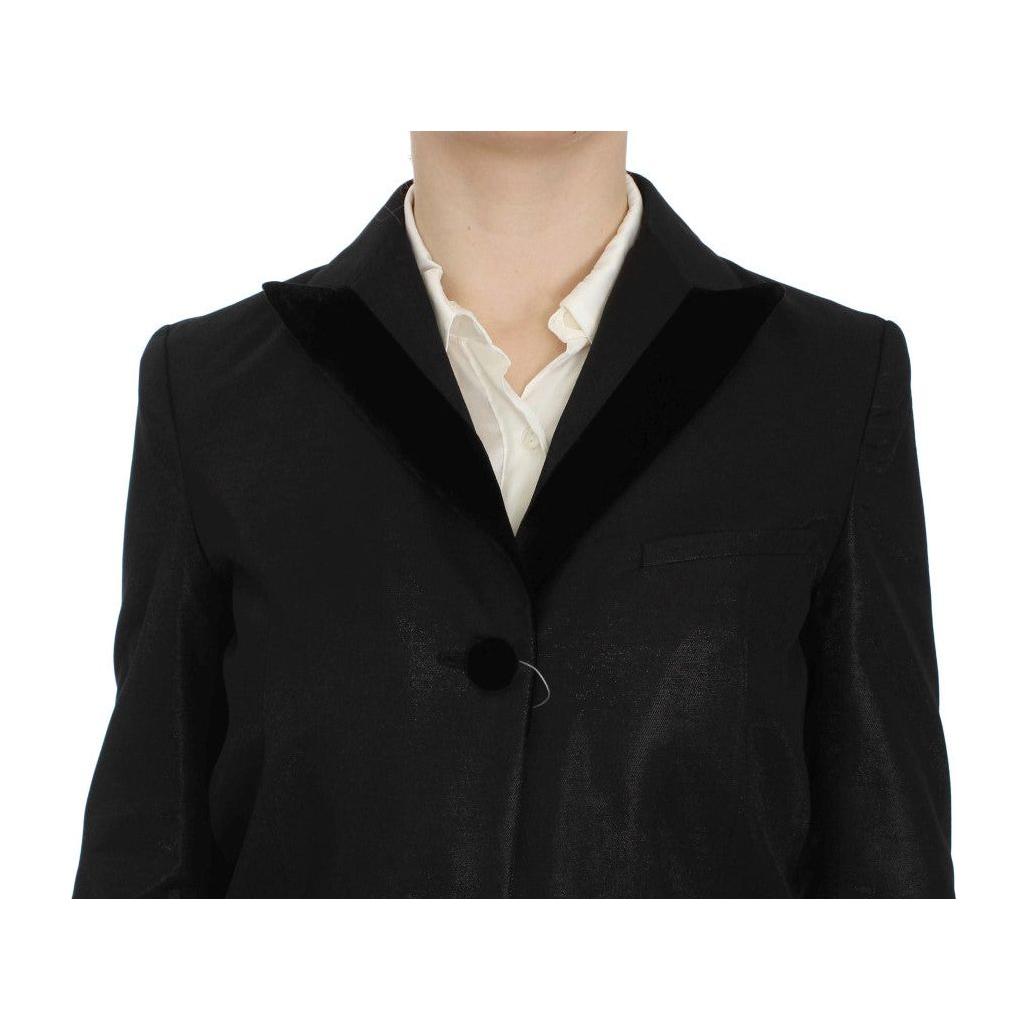 Exte Black One Button Three Piece Suit Exte