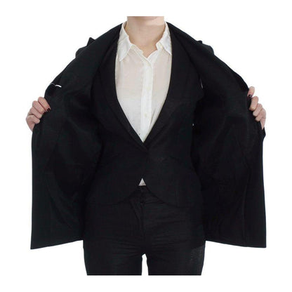Exte Black One Button Three Piece Suit Exte