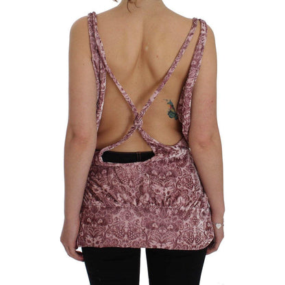 Exte Pink Floral Print Viscose Silk Blouse Top