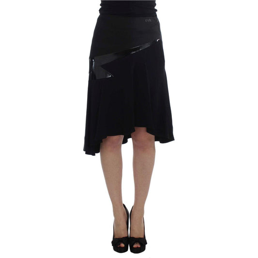 Exte Chic Black and Blue Cotton Blend Skirt Exte