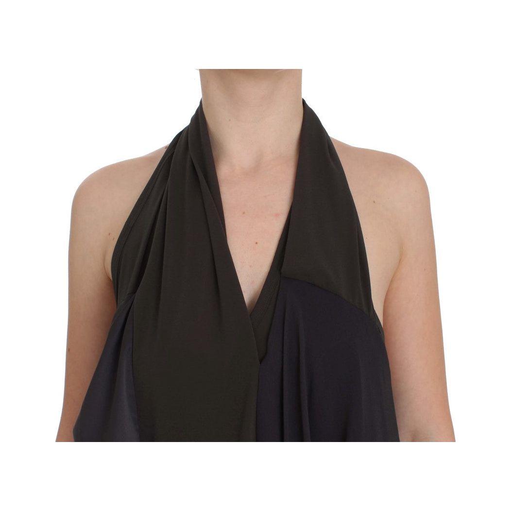 CORA GROPPO Gray Blue Stretch Blouse Top