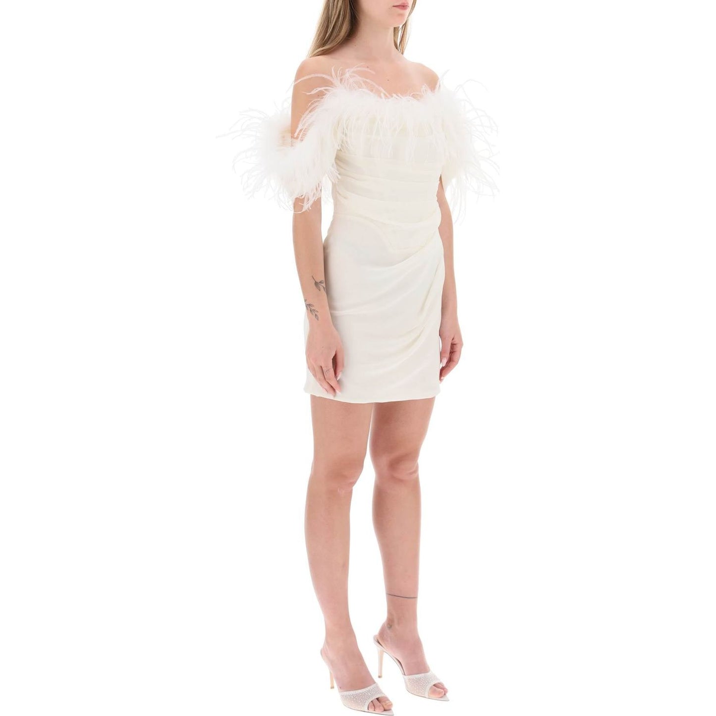 Giuseppe Di Morabito mini dress in poly georgette with feathers Dresses Giuseppe Di Morabito