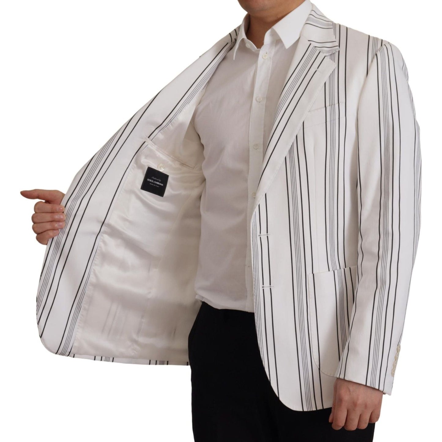 Dolce & Gabbana Elegant Striped Cotton Blend Blazer Dolce & Gabbana