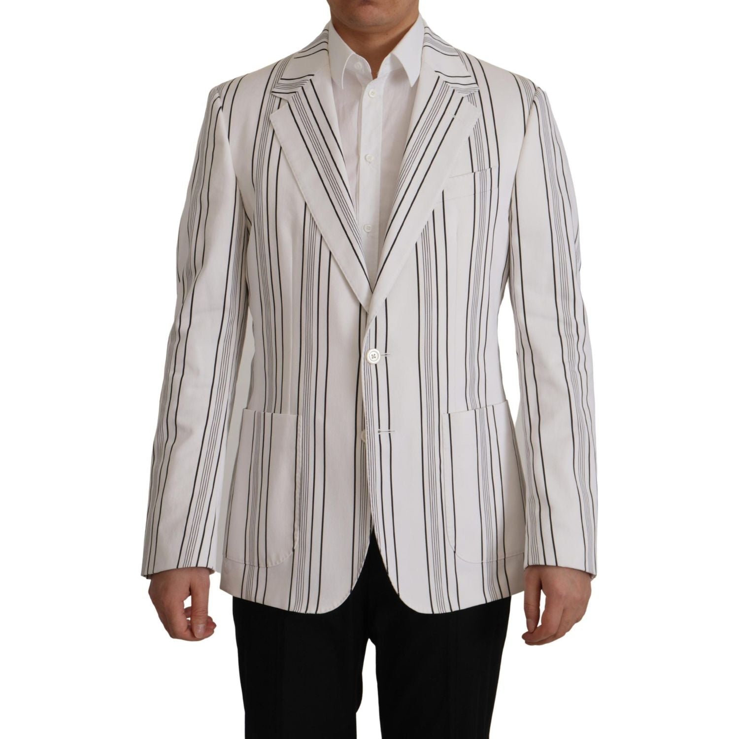 Dolce & Gabbana Elegant Striped Cotton Blend Blazer