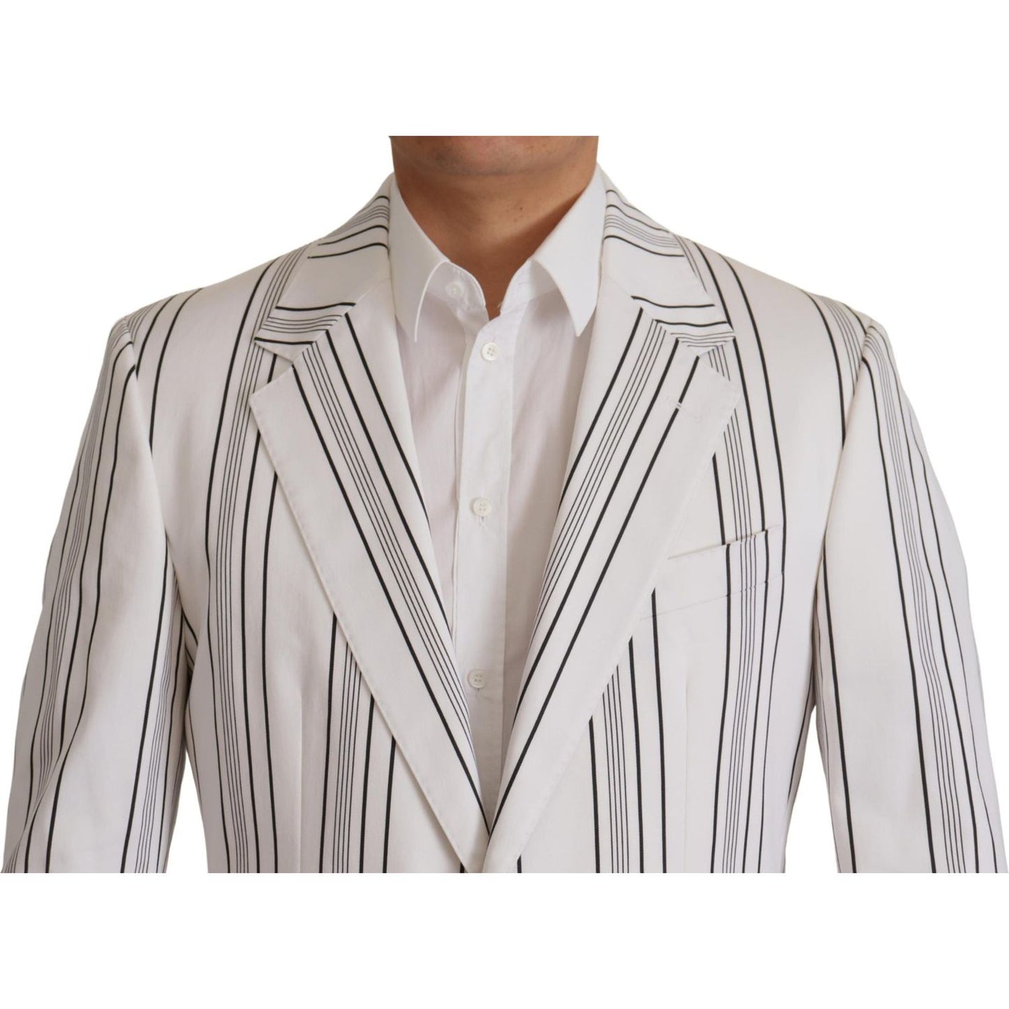 Dolce & Gabbana Elegant Striped Cotton Blend Blazer Dolce & Gabbana