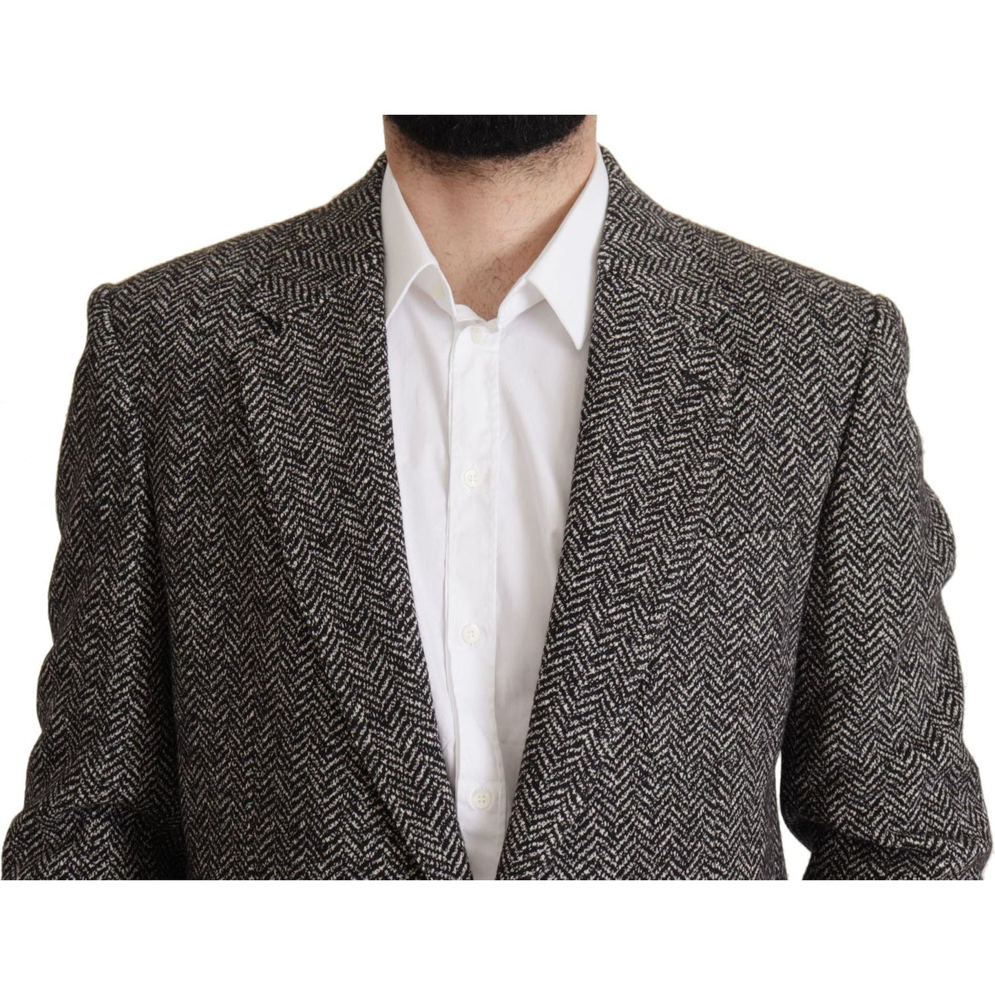 Dolce & Gabbana Exquisite Gray Herringbone Blazer Jacket Dolce & Gabbana