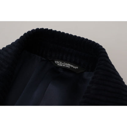 Dolce & Gabbana Black Cotton Cardigan Long Coat Men Jacket