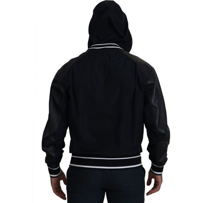 Dolce & Gabbana Black Polyester Hooded Blouson Coat Jacket