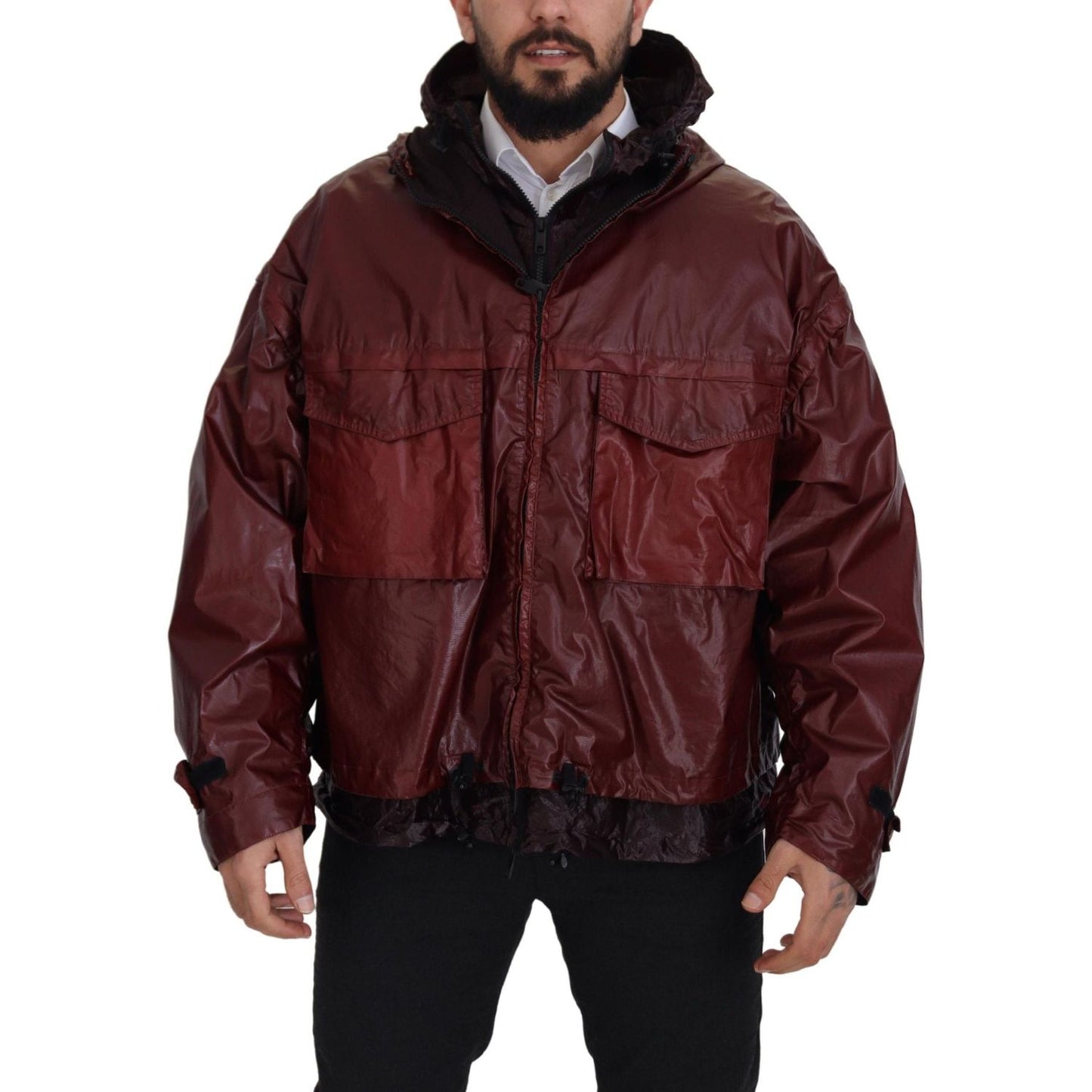 Dolce & Gabbana Elegant Bordeaux Full Zip Hooded Jacket Dolce & Gabbana