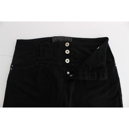 Costume National Black Cotton Slim Fit Cropped Jeans