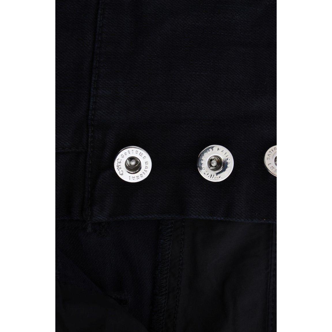 Costume National Black Cotton Slim Fit Cropped Jeans