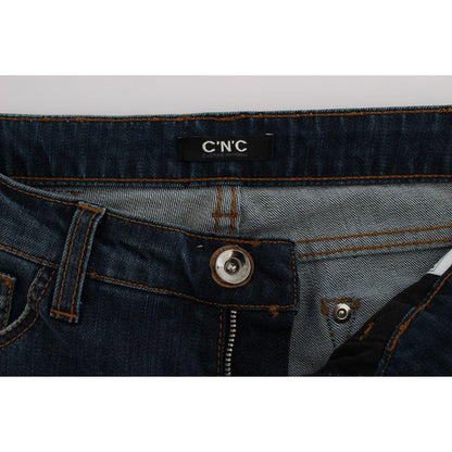 Costume National Blue Cotton Blend Bootcut Jeans