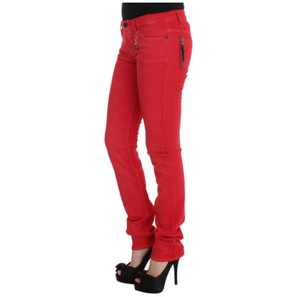 Costume National Red Cotton Blend Super Slim Fit Jeans