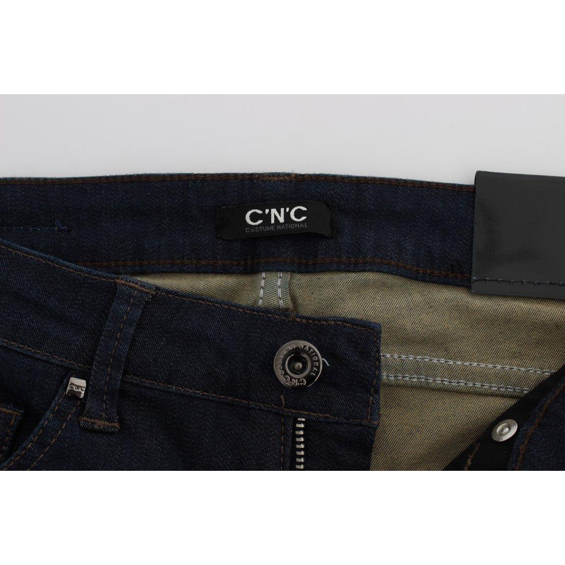 Costume National Blue Cotton Blend Slim Fit Jeans