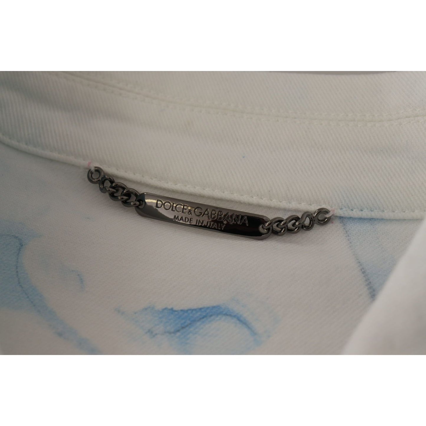 Dolce & Gabbana White Cotton Logo Embroidery Denim Jacket 1728,67345645728,Clothing,Denim Jackets - Jackets & Coats - Clothing,Dolce & Gabbana,IT48 | M,Jackets & Coats - Clothing,Jackets - Men - Clothing,Material: 98% Cotton 2% Elastane,Men,Men - Clothing