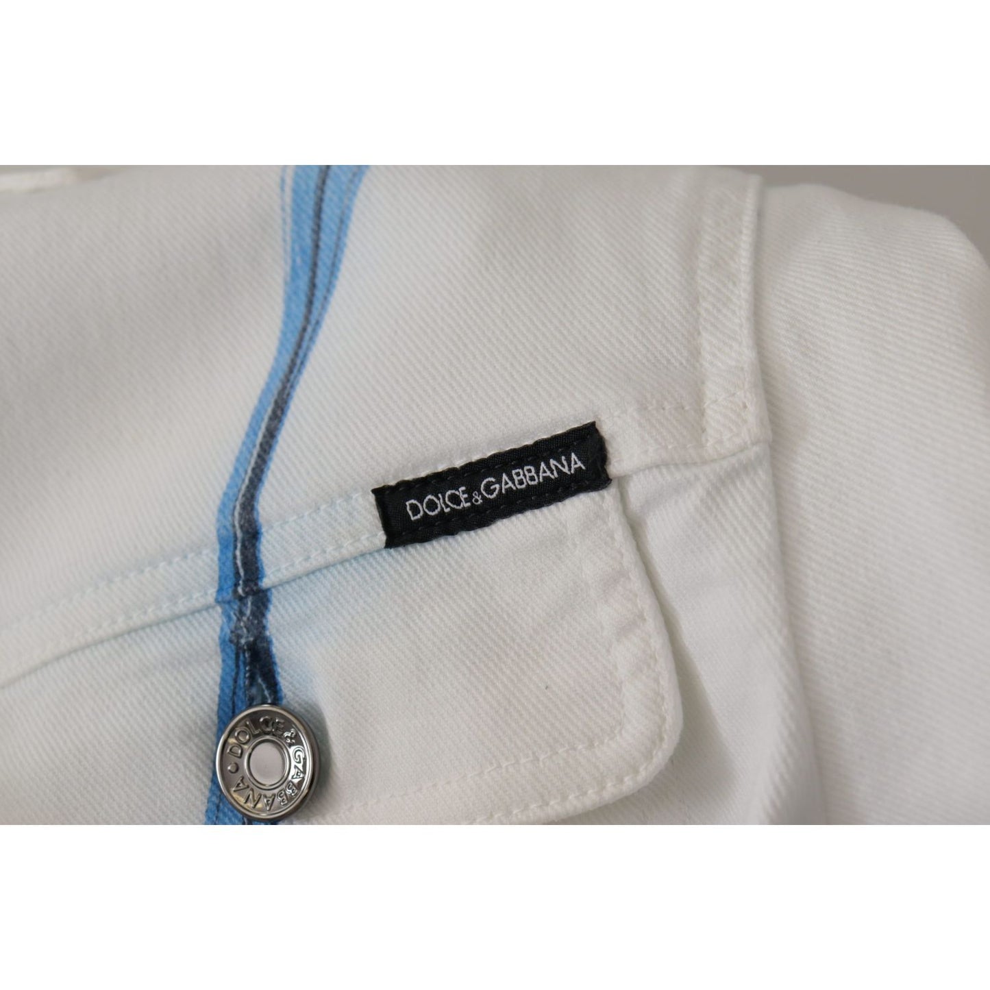 Dolce & Gabbana White Cotton Logo Embroidery Denim Jacket 1728,67345645728,Clothing,Denim Jackets - Jackets & Coats - Clothing,Dolce & Gabbana,IT48 | M,Jackets & Coats - Clothing,Jackets - Men - Clothing,Material: 98% Cotton 2% Elastane,Men,Men - Clothing