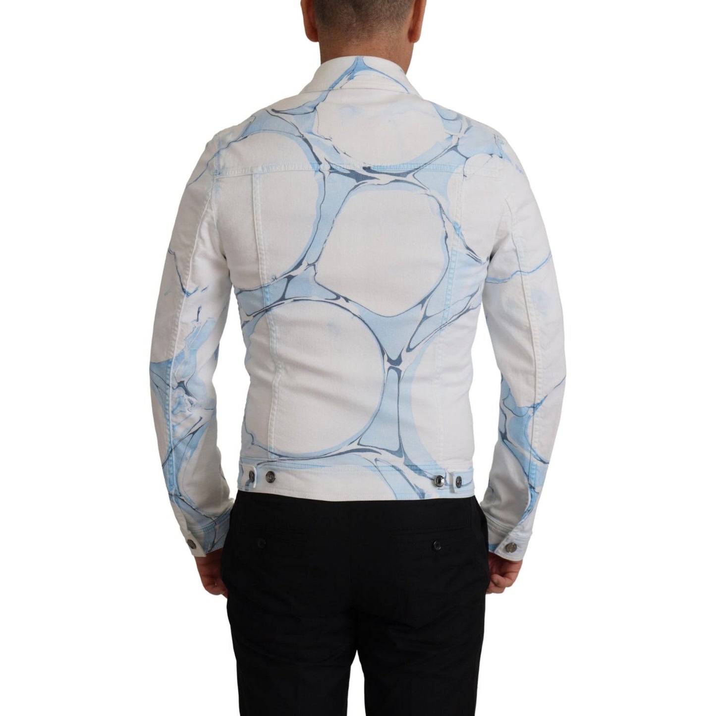 Dolce & Gabbana White Cotton Logo Embroidery Denim Jacket 1728,67345645728,Clothing,Denim Jackets - Jackets & Coats - Clothing,Dolce & Gabbana,IT48 | M,Jackets & Coats - Clothing,Jackets - Men - Clothing,Material: 98% Cotton 2% Elastane,Men,Men - Clothing