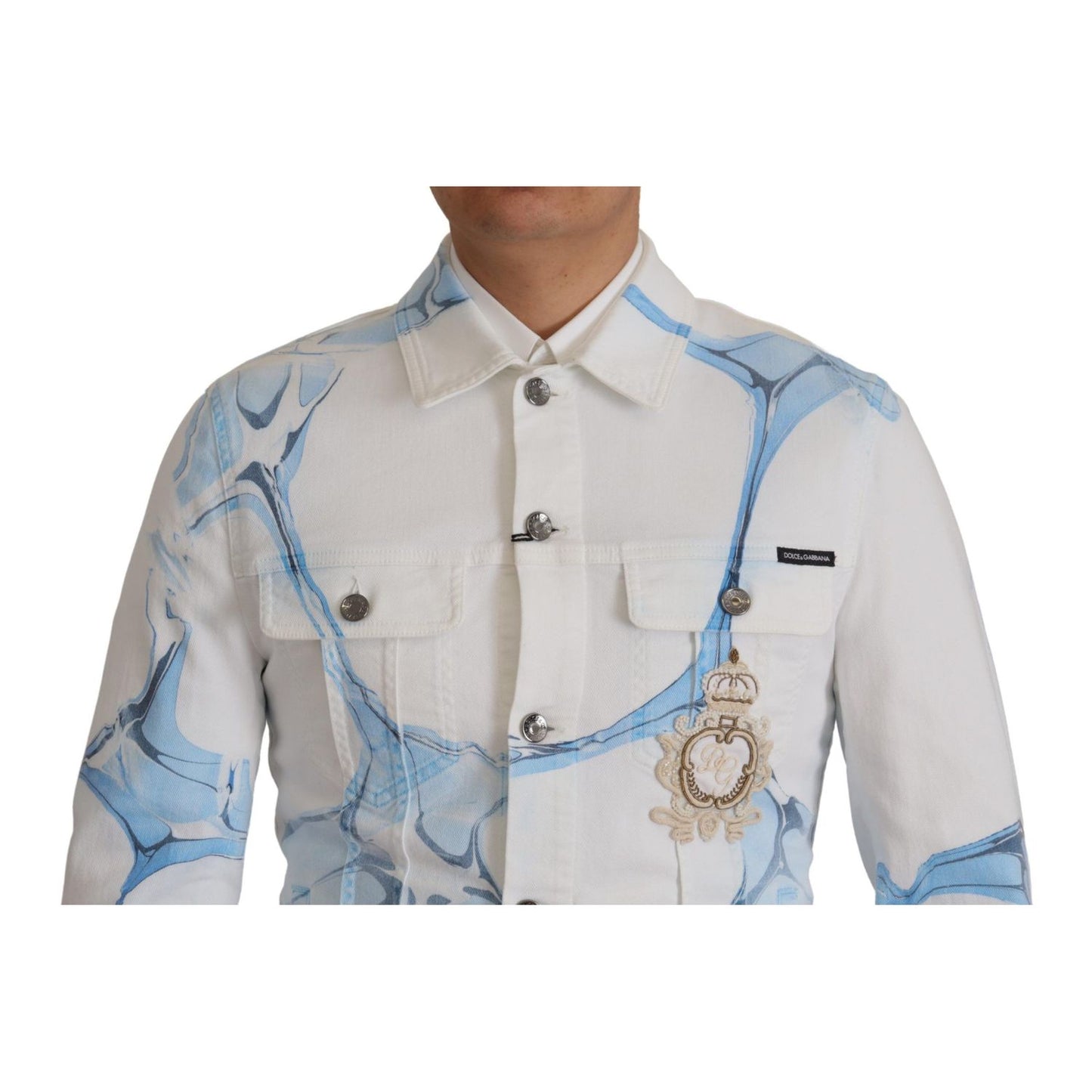 Dolce & Gabbana White Cotton Logo Embroidery Denim Jacket 1728,67345645728,Clothing,Denim Jackets - Jackets & Coats - Clothing,Dolce & Gabbana,IT48 | M,Jackets & Coats - Clothing,Jackets - Men - Clothing,Material: 98% Cotton 2% Elastane,Men,Men - Clothing