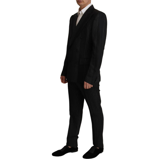 Dolce & Gabbana Elegant Black Striped Slim Fit Two-Piece Suit Dolce & Gabbana