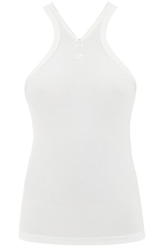 Courreges ribbed tank top with zipper on the neckline