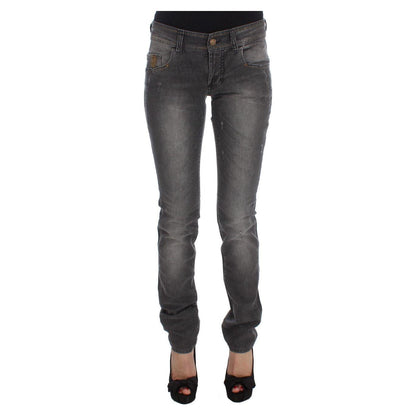 John Galliano Gray Wash Cotton Blend Slim Fit Stretch Jeans