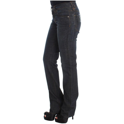 John Galliano Blue Wash Cotton Blend Slim Fit Bootcut Jeans