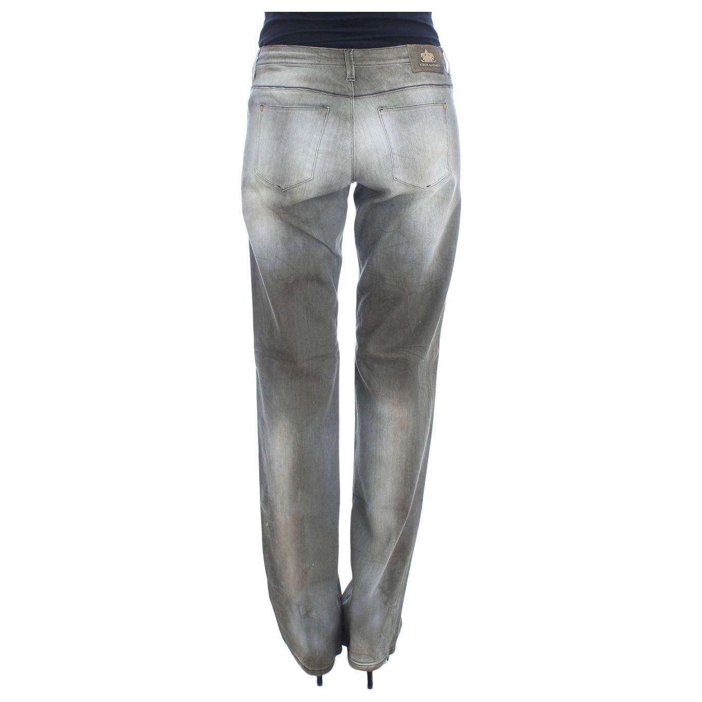 Ermanno Scervino Gray Cotton Blend Loose Fit Boyfriend Jeans