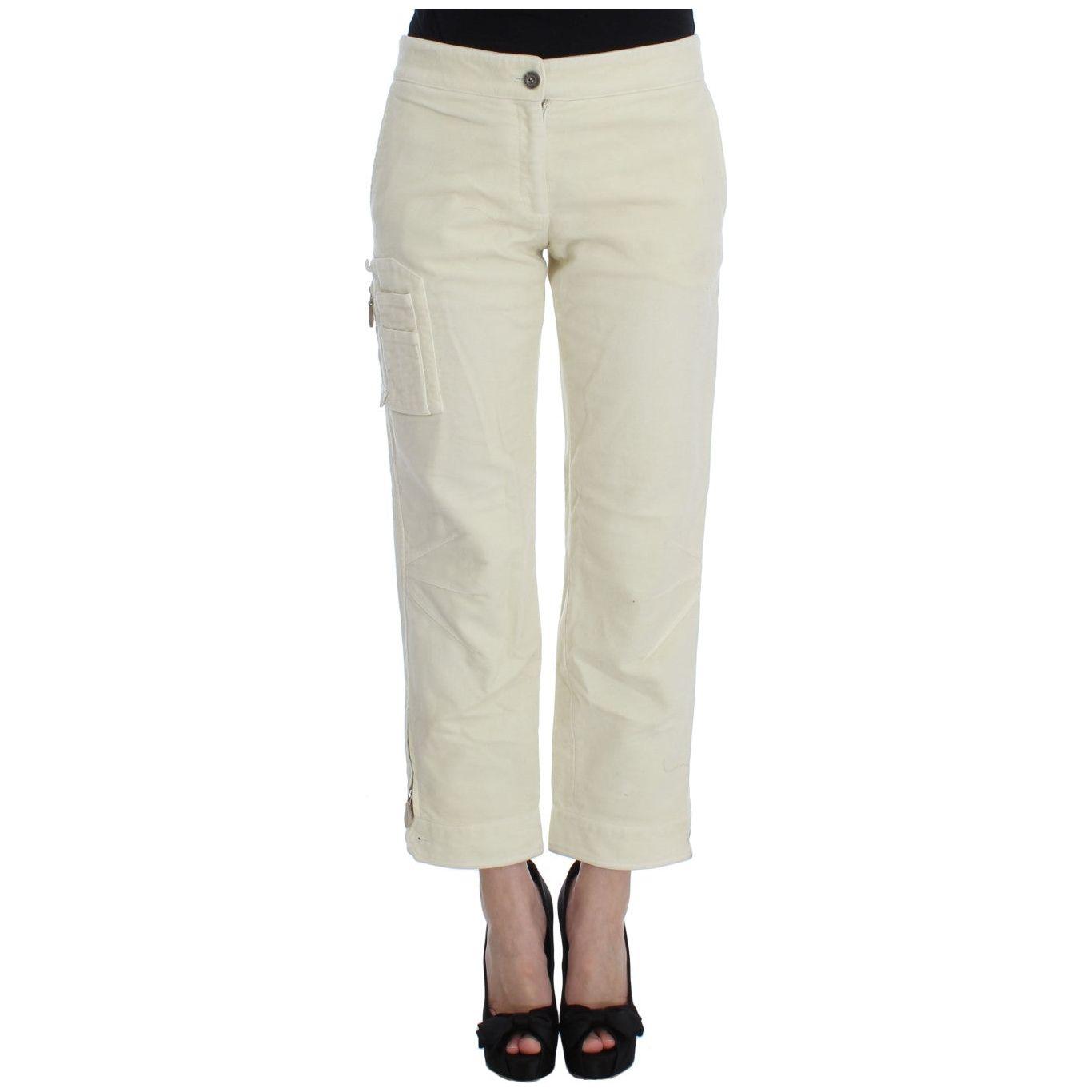 Ermanno Scervino Beige Cotton Capri Cropped Cargo Pants