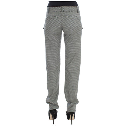 Ermanno Scervino Black White Checkered Cotton Casual Pants Jeans & Pants