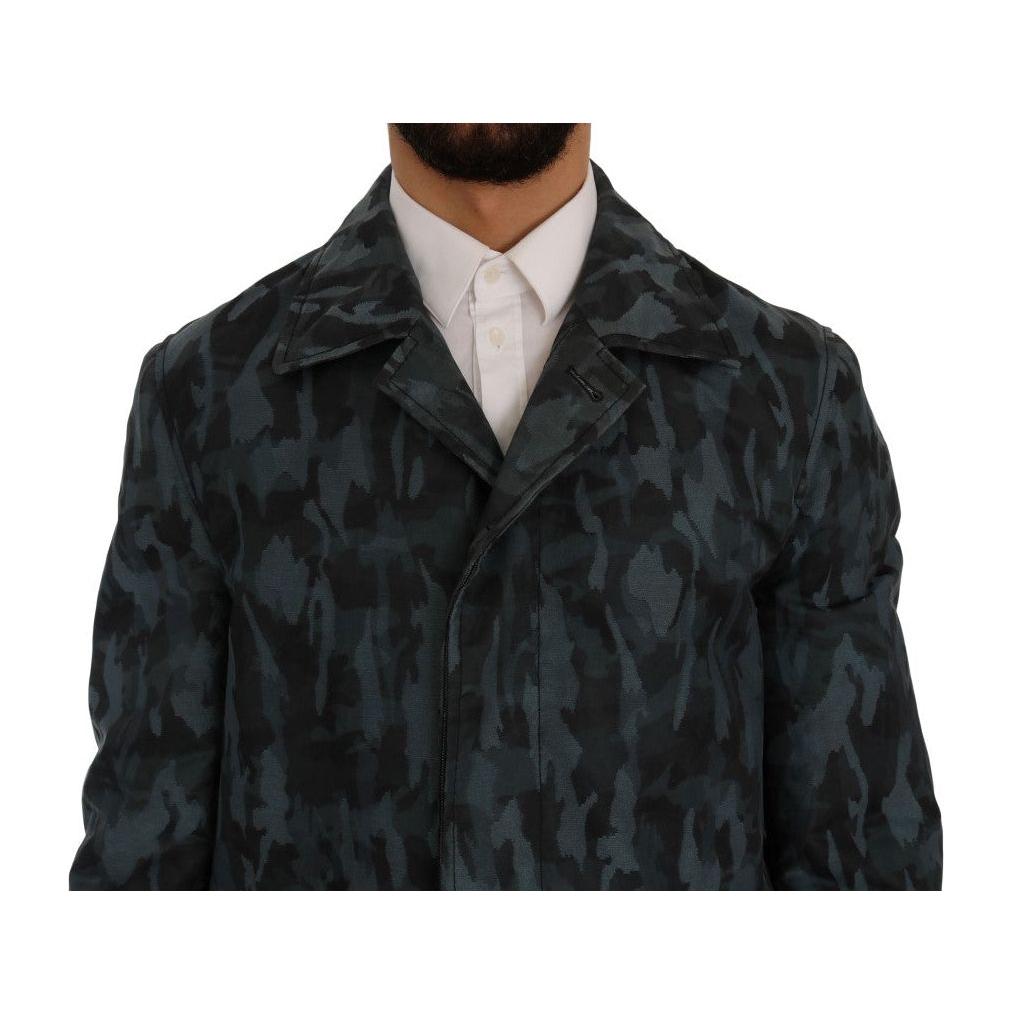 Dolce & Gabbana Blue Camouflage Trench Trench
