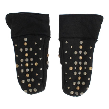 Dolce & Gabbana Gray Wool Shearling Studded Gloves