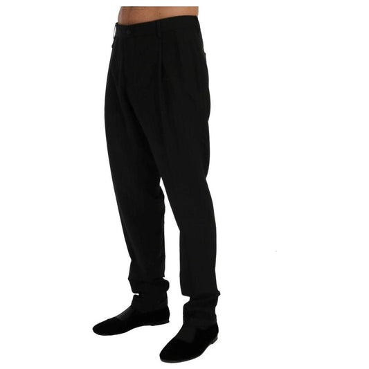 Dolce & Gabbana Elegant Black Striped Straight Fit Dress Pants Dolce & Gabbana