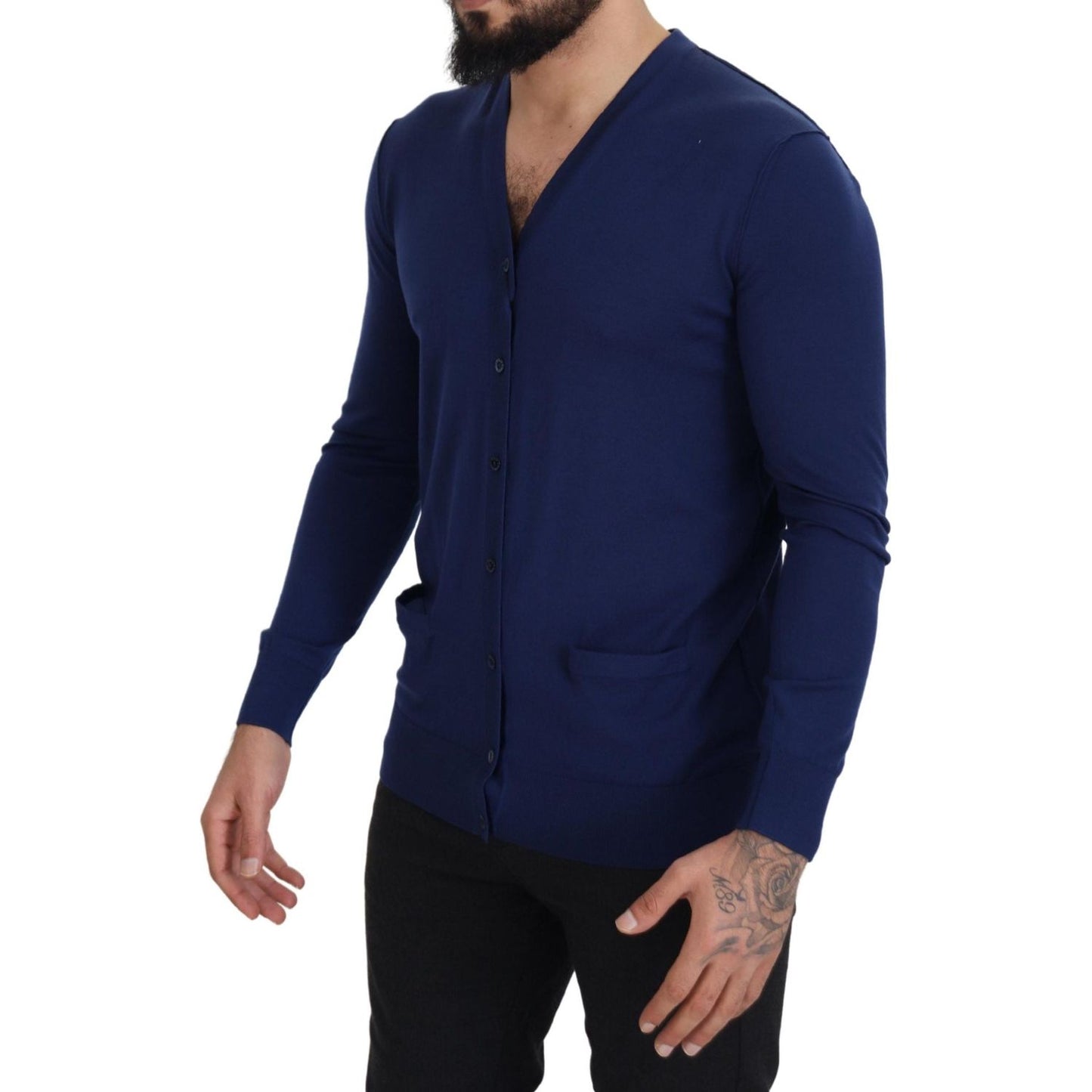 Dolce & Gabbana Elegant Virgin Wool Blue Cardigan Sweater Dolce & Gabbana