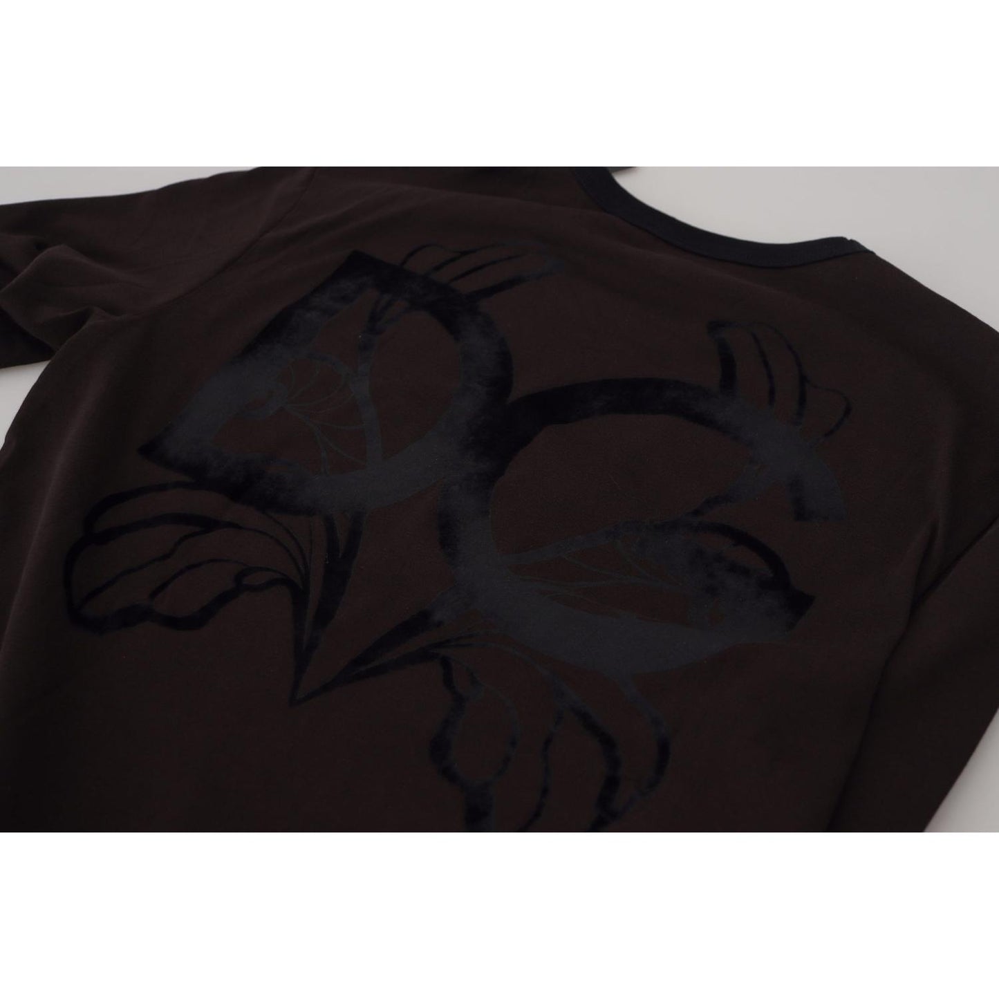 Dolce & Gabbana Elegant Brown Crewneck Cotton Sweater Dolce & Gabbana