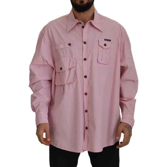 Dolce & Gabbana Pink Casual Button Down Long Sleeves Shirt