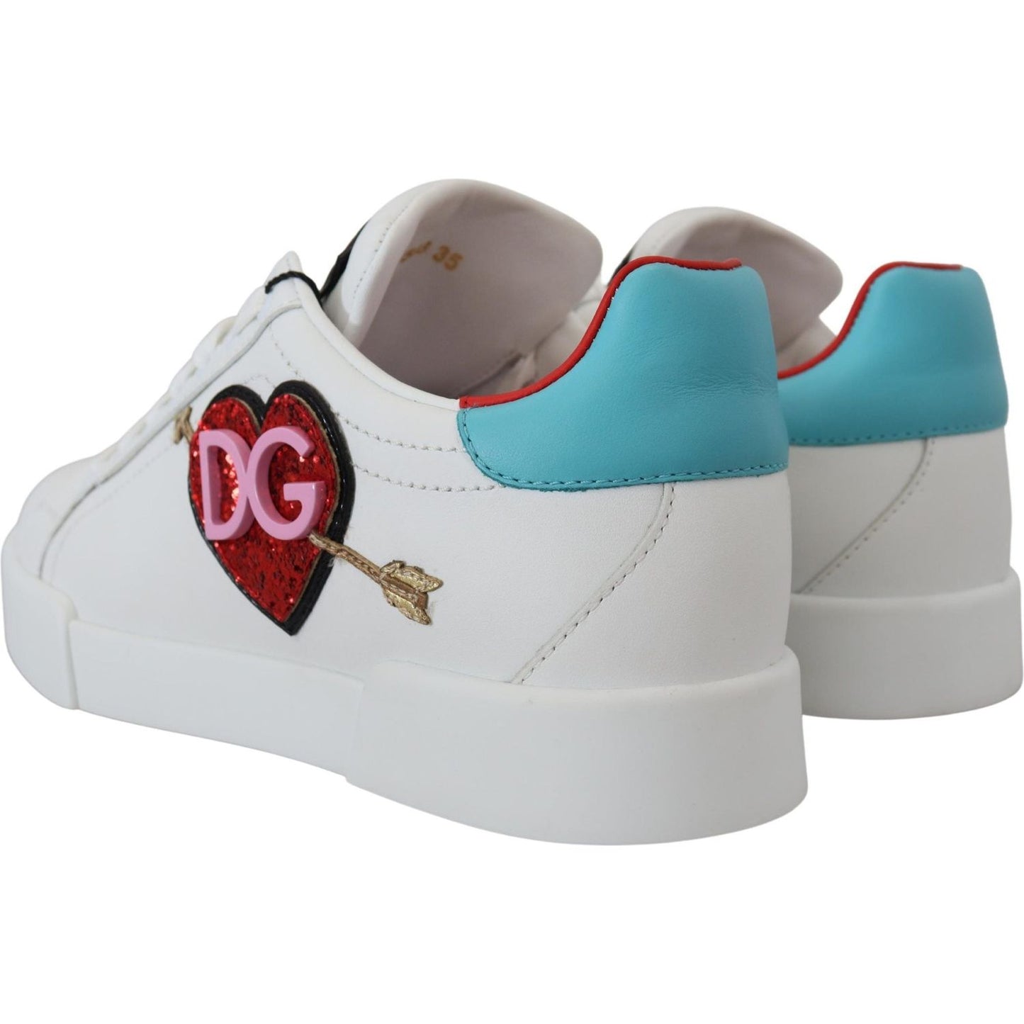 Dolce & Gabbana Elegant White Portofino Leather Sneakers Dolce & Gabbana