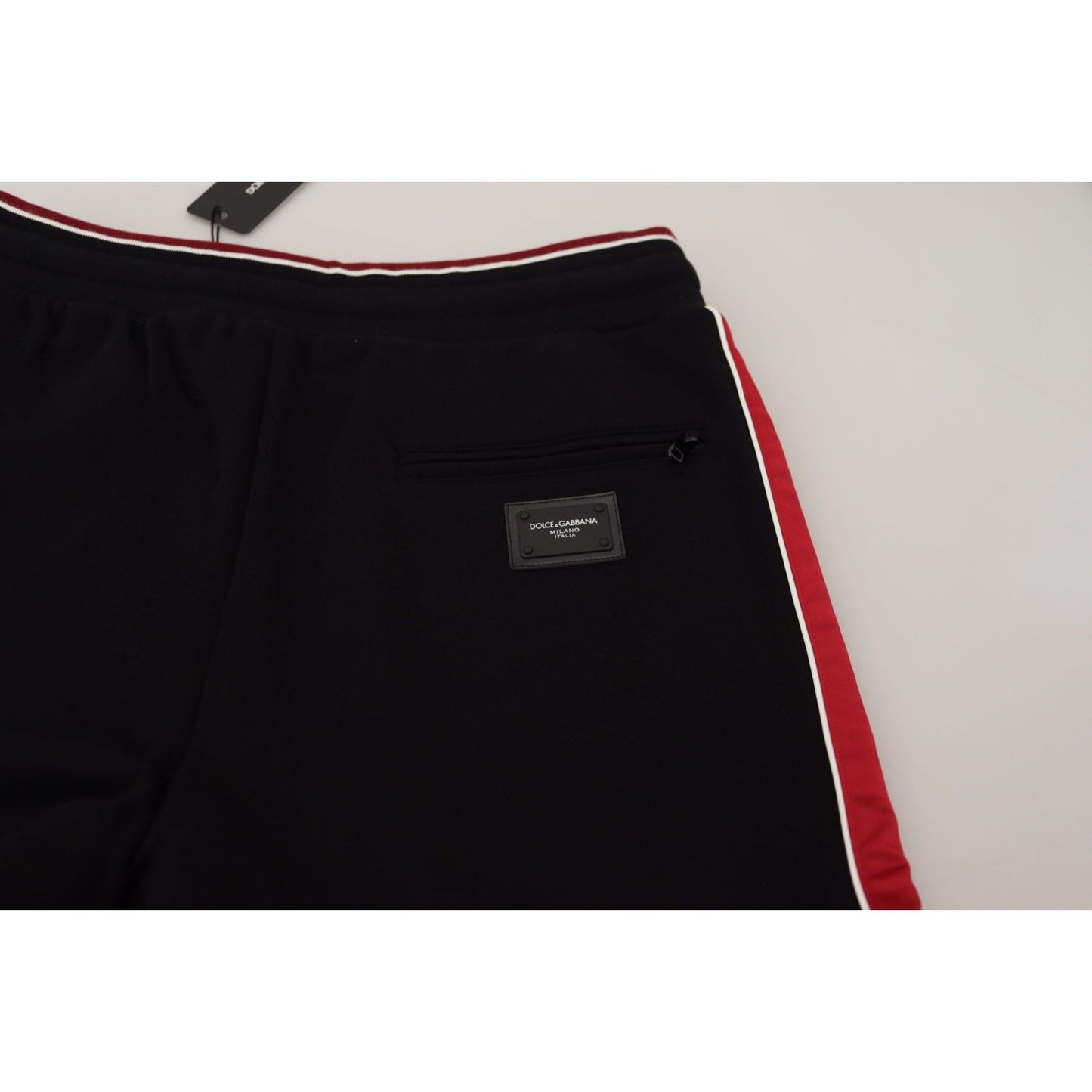 Dolce & Gabbana Elegant Black Jogging Sweatpants with Red Detail Dolce & Gabbana