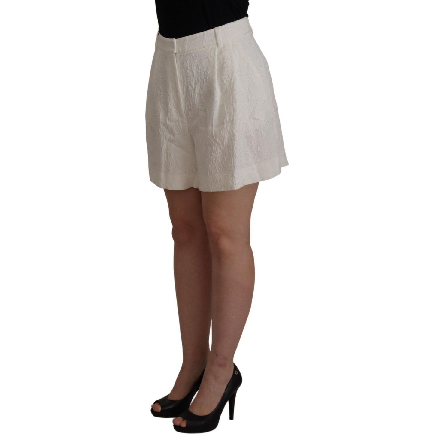 Dolce & Gabbana White High Waist Culotte Cotton Shorts
