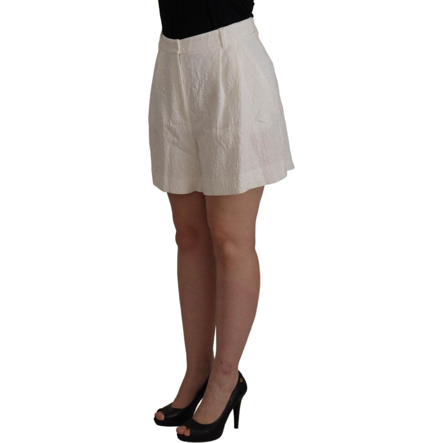 Dolce & Gabbana White High Waist Culotte Cotton Shorts